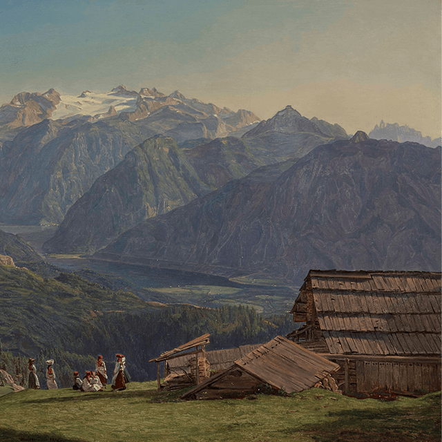 イシュル近くのヒュッテンエック高原からのハルシュタット湖の眺望